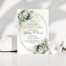 Boho Dusty Green Eukalyptus Quinceañera Geburtstag