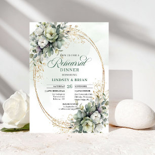 Boho Dusty Green Laub Hochzeitsprobe-Einladung Einladung