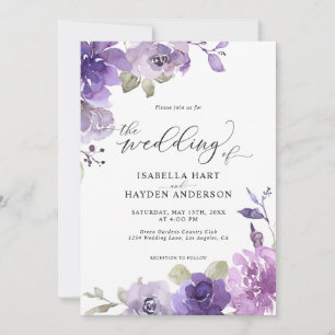 Boho Dusty Lila Mauve Lilac Floral Wedding Einladung