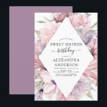 Boho Dusty Lila Sweet 16 Birthday Floral Invitat Einladung<br><div class="desc">Boho Dusty Pink und Lila florale botanische Vegetation Watercolor Spring oder Summer 16 . Geburtstag Birthday Party Celebration Invitations - beinhaltet schöne und elegante Schrift Typografie mit modernen botanischen Blume und Grün für die besondere Sweet 16 Birthday Party.</div>