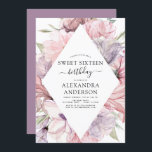 Boho Dusty Lila Sweet 16 Birthday Floral Invitat Einladung<br><div class="desc">Boho Dusty Pink und Lila florale botanische Vegetation Watercolor Spring oder Summer 16 . Geburtstag Birthday Party Celebration Invitations - beinhaltet schöne und elegante Schrift Typografie mit modernen botanischen Blume und Grün für die besondere Sweet 16 Birthday Party.</div>