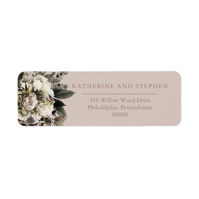 Boho Dusty Pink Floral Bouquet Wedding Label (Vorne)