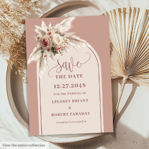 Boho Dusty Pink Florale Pampasgras Save-the-Date-K Einladung