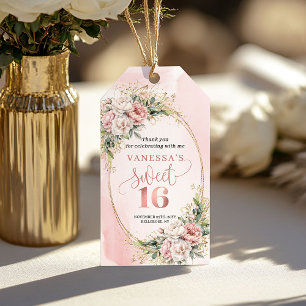 Boho Dusty Pink Florales Grün Sweet Sixteen Als Geschenkanhänger