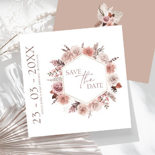 Boho Dusty Pink Getrocknete Blume Wreath Wedding Save The Date