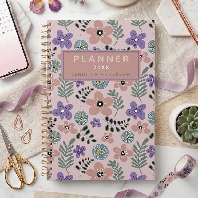 Boho Dusty Pink Lila Botanical Muster Planer (Von Creator hochgeladen)