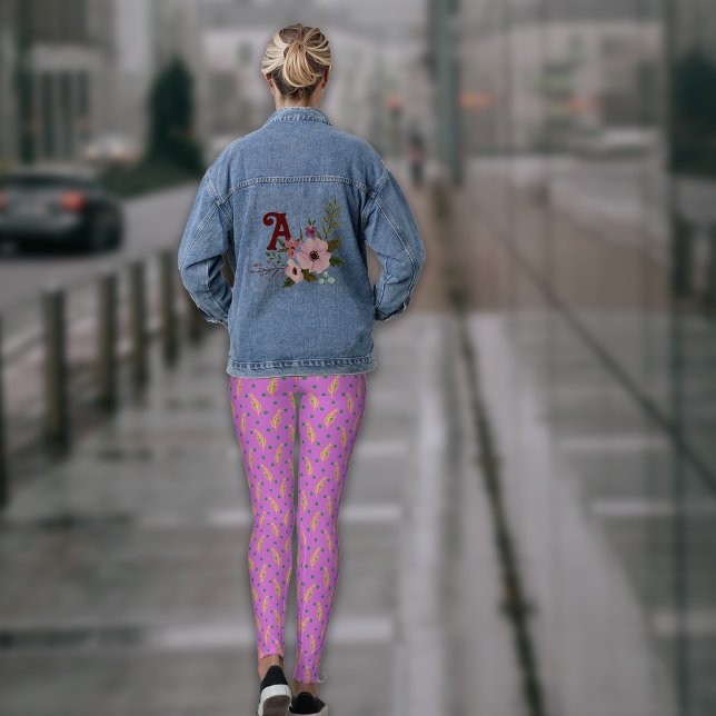 Boho Dusty Pink Yellow Botanicals Leggings (Von Creator hochgeladen)