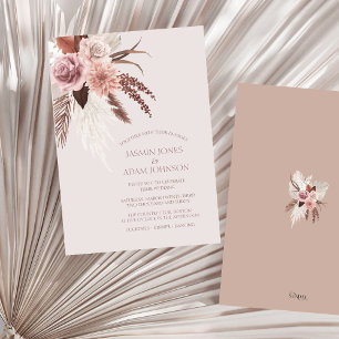 Boho Dusty rosa Blume Pampas Grass Wedding Einladung