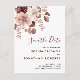 Boho Dusty Rose Eucalyptus Floral Save the Date Ankündigungspostkarte