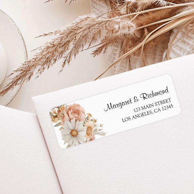 Boho Dusty Rose Floral Wedding Address (Von Creator hochgeladen)