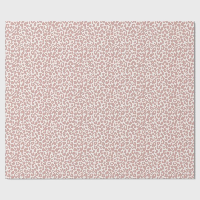 Boho Dusty Rose Leopardenmuster  Geschenkpapier (Flach)