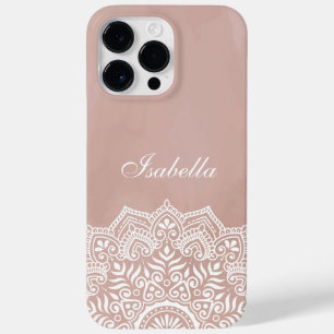 Boho Dusty Rose Mandala Individuelle Name Case-Mate iPhone 14 Pro Max Hülle