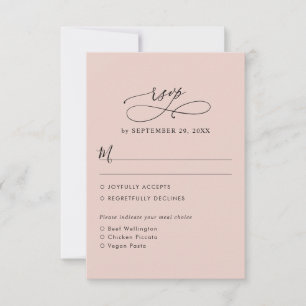 Boho Dusty Rose Mariage Options de repas Carte RSV