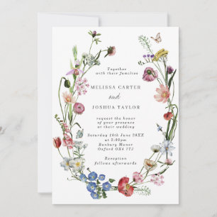 Boho Dutch Wild Blume & Butterflies Wedding Einladung