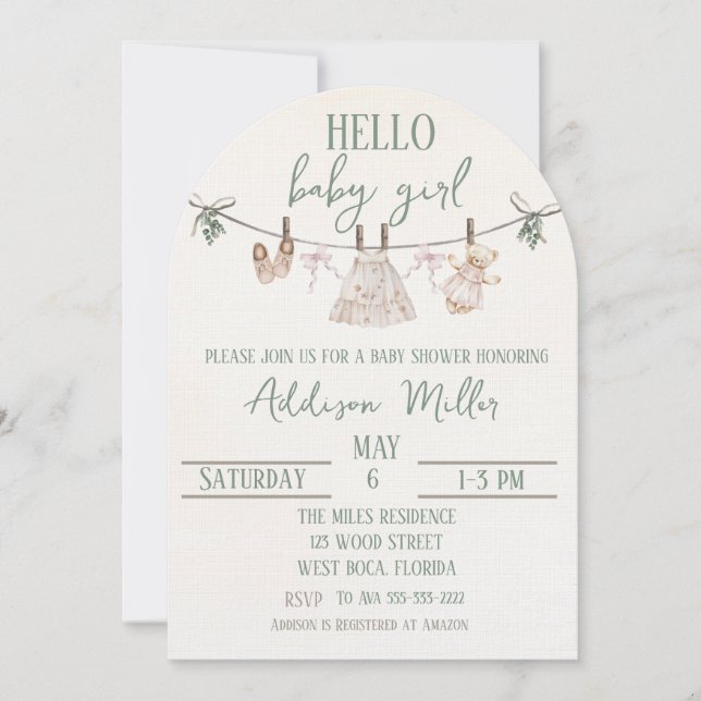 Boho Earth Rose Girl Baby shower Invitation (Devant)