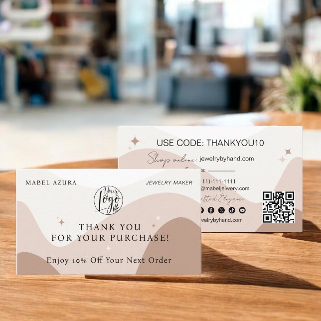 Boho earth tone Jewelier Maker Qr Logo Rabattkarte (Boho earth tone Jewelry maker Qr logo Discount Card)