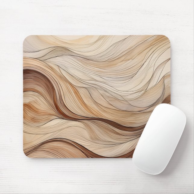 Boho Earth Tones Modern Flowing Lines Mousepad (Mit Mouse)