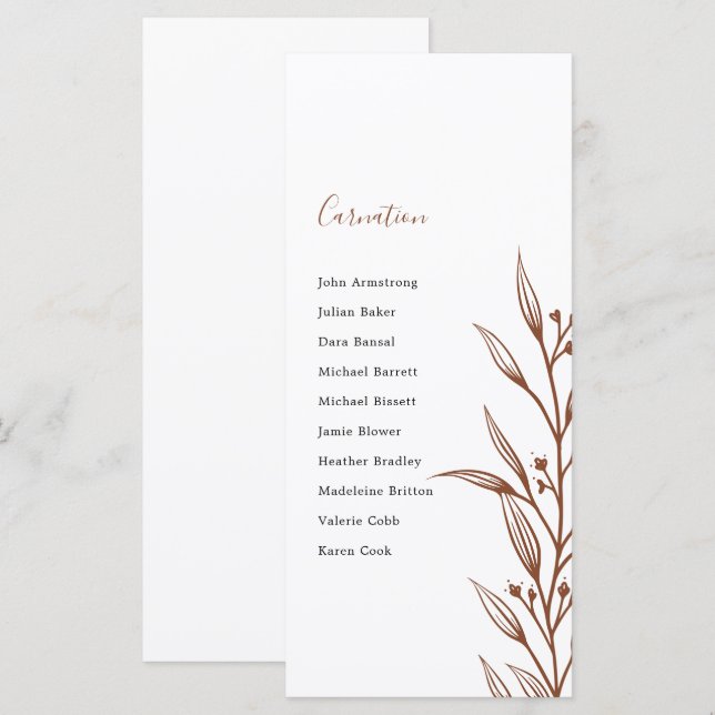 Boho Earthy Botanical Elegant Elfenbeintisch Plan  (Vorne/Hinten)