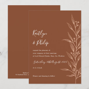 Boho Earthy Botanical Elegant Ivory Invitation