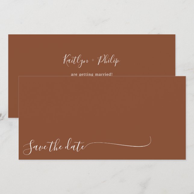 Boho Earthy Botanical Elegant Ivory Save The Date (Vorne/Hinten)