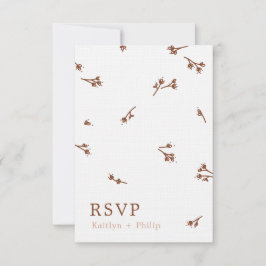 Boho Earthy Botanical Elegant Ivory Wedding White RSVP Karte