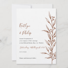 Boho Earthy Botanical Elegant Ivory White Einladung