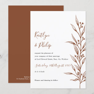 Boho Earthy Botanical Elegant Ivory White Einladung