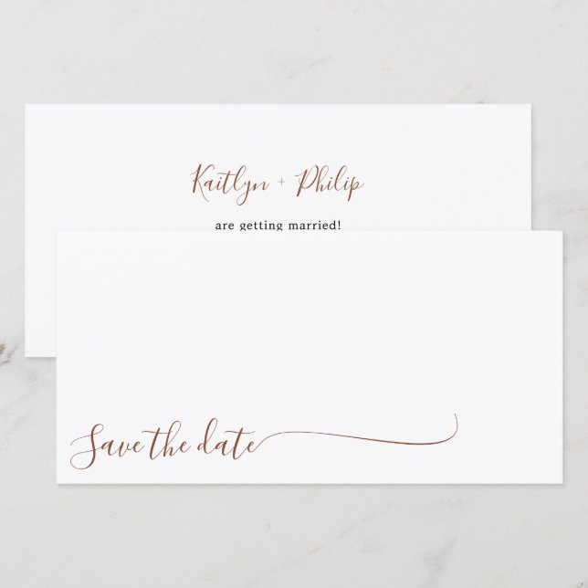 Boho Earthy Botanical Elegant Ivory White Save The Date (Vorne/Hinten)