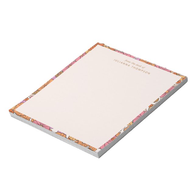 Boho Earthy Burnt Orange Floral Personalisiert Nam Notizblock (Rotiert)
