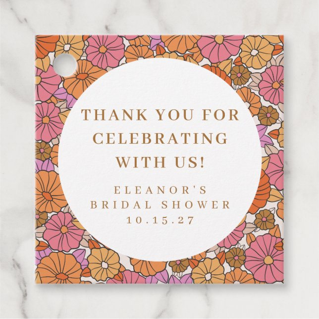 Boho Earthy Floral Brautparty Custom Vielen Dank Geschenkanhänger (Vorderseite)