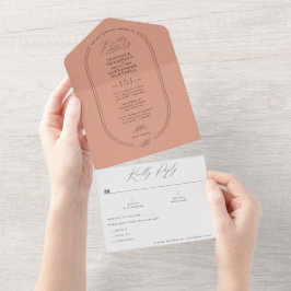 Boho Earthy Pale Terracotta Botanische Hochzeit All In One Einladung