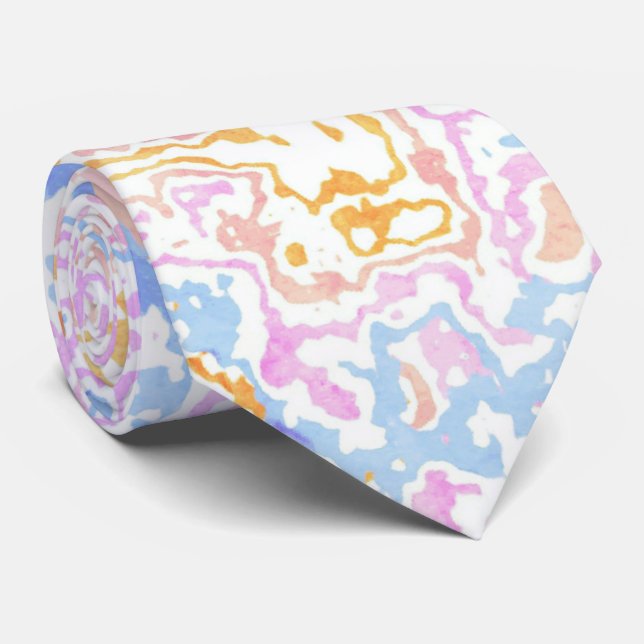 Boho Eclectic Hippie Funky Colorful Pastel Marble Krawatte (Gerollt)