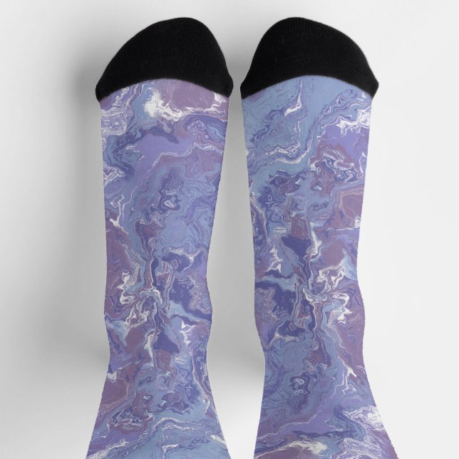 Boho Eclectic Soft Lila Digital Abstrakt Marbour Socken (Oben)