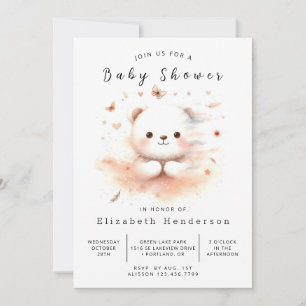 Boho Editable Bear Baby Dusche Einladung
