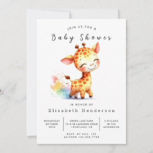 Boho Editable Giraffe Babydusche Einladung