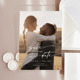 Boho Einfache Foto-Acrylh Hochzeit Save the Date Acryleinladungen