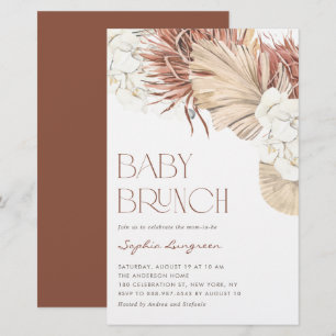Boho-Einladung zum Babebrunchen mit getrockneten P