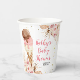 Boho Eiscreme Pampas Grass White Paper Cups Pappbecher