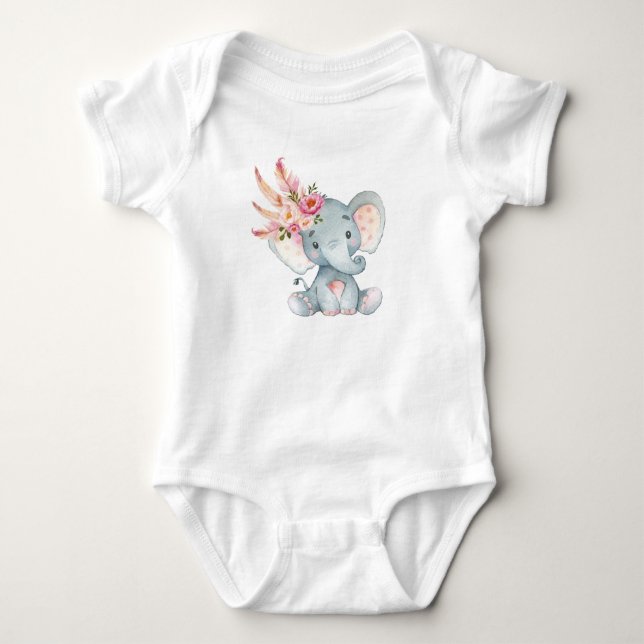 Boho Elefant-Baby-Ballettröckchen-Spielanzug-1. Baby Strampler (Vorderseite)