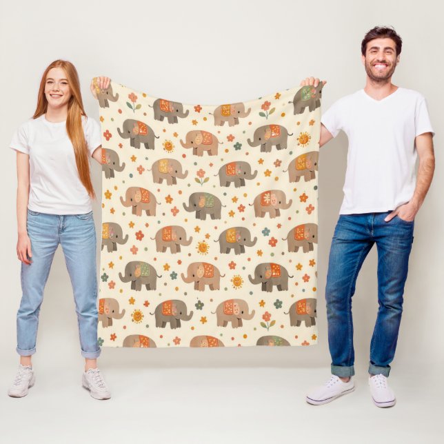 Boho-Elefant Fleecedecke (Beispiel)
