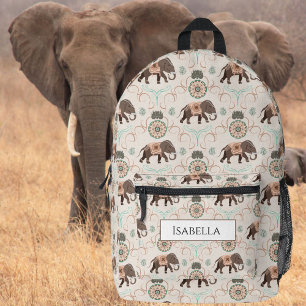 Boho-Elefanten Indien inspirierter Stil Bedruckter Rucksack