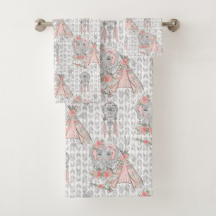Boho-Elefantenliebhaber Badhandtuch Set