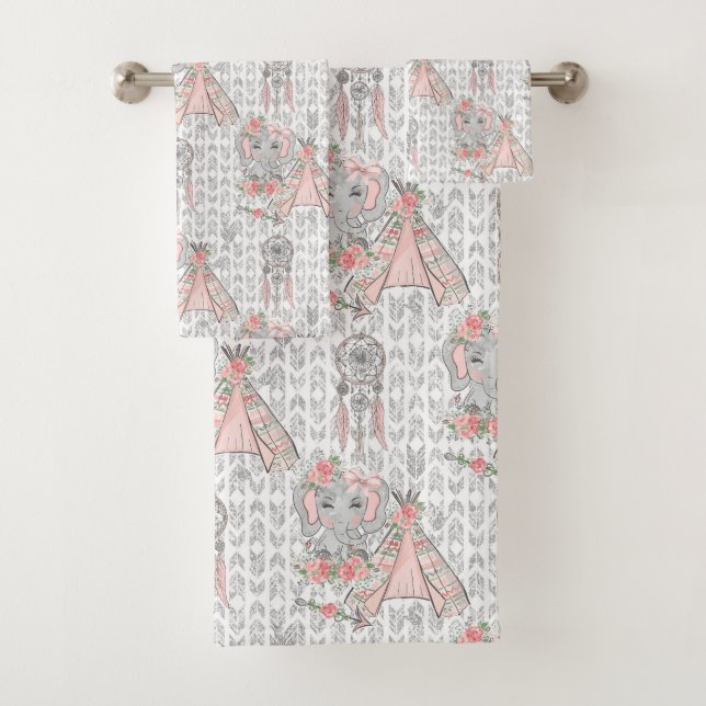 Boho-Elefantenliebhaber Badhandtuch Set (Insitu)