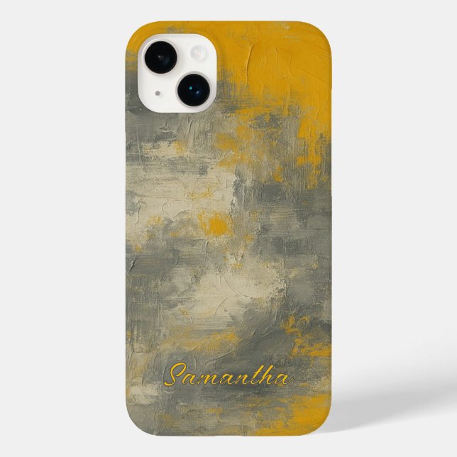 Boho Elegance Abstrakt Mustard & Grau Art Case-Mate iPhone 14 Plus Hülle (Rückseite)