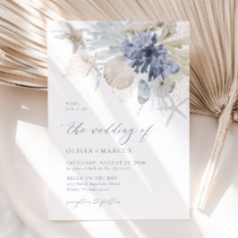 Boho Elegant am Strand Blue Wedding Einladung