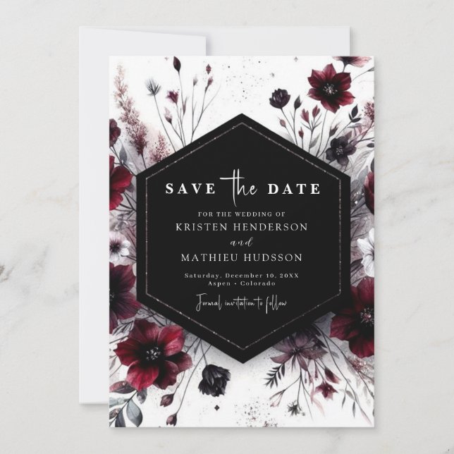 Boho Elegant Burgundy Wedding Save The Date (Vorderseite)