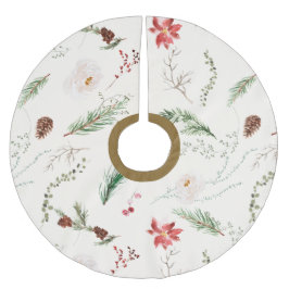 Boho Elegant Christmas Greenery Poinsettia Rustic Polyester Weihnachtsbaumdecke