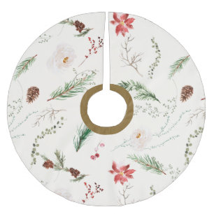 Boho Elegant Christmas Greenery Poinsettia Rustic Polyester Weihnachtsbaumdecke