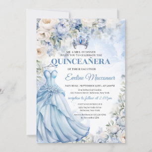 Boho Elegant Dusty Blue und Ivory Blume Tiara Einladung