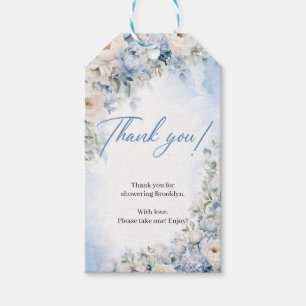 Boho Elegant Dusty Blue und Ivory Brautparty Geschenkanhänger